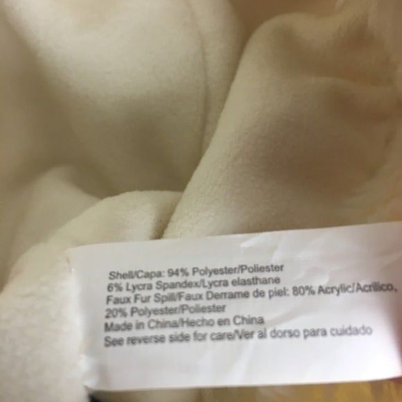 Warm Ivory Pleated Faux Fur Bucket Hat womens Winter Fabric Vintage White - Picture 9 of 9